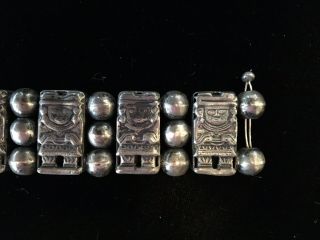 Vintage Sterling Silver 980 Bracelet & Earrings Taxco Mexico Figures