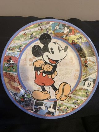 Disney Mickey Mouse Comic Strip Melamine Plastic Dinner Plate 11 Inches Wide