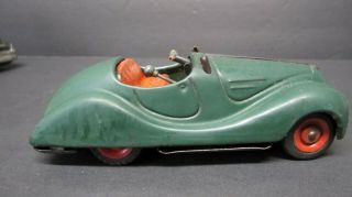 Vintage Green Schuco Examico 4001 Wind Up Toy Car Germany for Repair or Parts 3