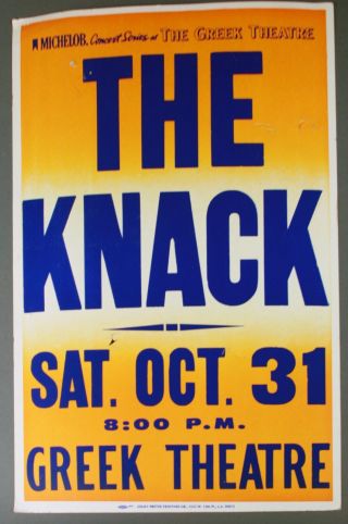 The Knack Colby Concert Poster Boxing Style - Greek Theatre - Oct 31 - 1981 - Bnza