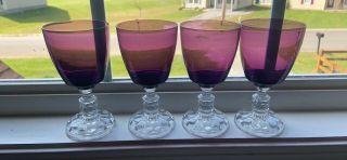 4 Vintage Fostoria American Lady Water Goblets 6 " Amethyst Purple (cj)