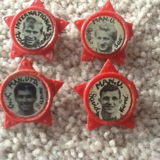 Vintage Manchester United Player Photo Badges 1960s - Charlton,  Law,  Dunne,  Herd