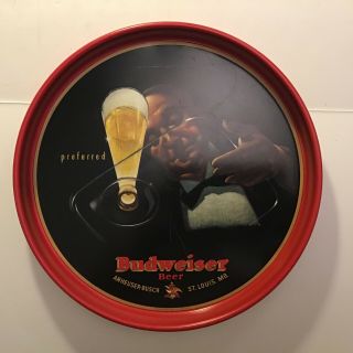 Vintage Tin Metal Budweiser Beer Preferred 11” Round Tray Breweriana Barware