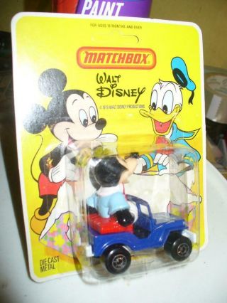Matchbox Walt Disney Mickey Mouse In Jeep Mip Vintage Diecast Toy Wd - 5