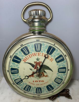 Vintage Budweiser 1876 King Of Beers Wall Clock Grandfather Pocket Watch