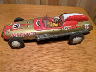 Vintage Jet Racer Tin Friction Metal Toy Car