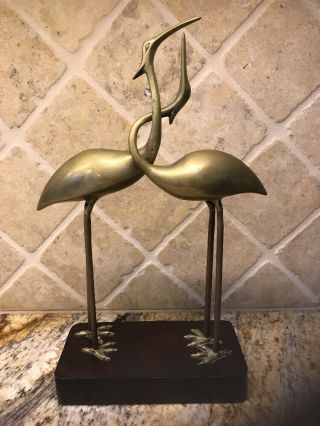 Loving Heron Vtg Mcm Brass Crane Frederick Cooper Art Statue Sculpture