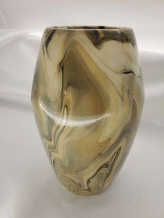 Unusual Vintage Stunning Tall Weller Swirl Pottery Vase Mcm