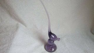 Vintage Viking Glass Purple Amethyst Long Tail Bird Figurine
