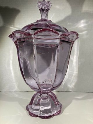 Vintage Viking Glass Thistle Candy Dish With Cover 6709– 9 1/2 Made Short Time