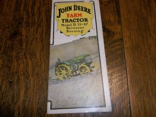 Vintage John Deere Farm Tractor Model D 15 - 27 Kerosene Burning Brochure,  1925