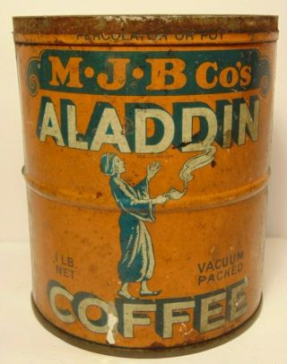 Vintage 1930s Aladdin Coffee Graphic Coffee Tin One Pound San Francisco La Ny
