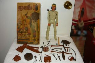 Louis Marx 1967 Johnny West 1863 Action Figure Geronimo With Several Accessories