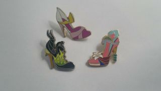 Disney Divas Shoes Heels Set - Mulan,  Maleficent,  Aurora Sleeping Beauty Pins