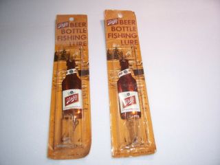 2 Vintage Schlitz Beer Bottle Fishing Lure Nip