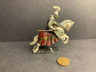 Vintage Lead Figure,  Knight On Horse With Moving Arm And Visor