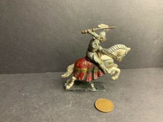 Vintage Lead Figure,  Knight on Horse with Moving Arm and Visor 2