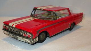 Vintage Taiyo Japan Tin Friction Ford Galaxie 396 Two Door Red Sports Toy Car