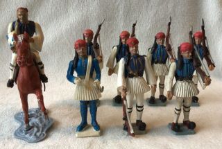 Vintage Athena/aohna,  1970/80’s,  Blue Evzones,  1 Mounted,  70mm Scale Plastic.