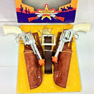 Tootsietoy American West Cap Guns Double Holster Set Die Cast 7342 Box