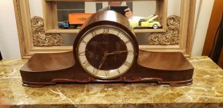 Vintage Germany Urgos Large Key Wind Chiming Mantle Clock W Key