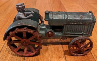 Arcade Cast Iron Mccormick - Deering Model Tractor,  Grey And Red,  7.  5” Long