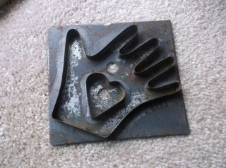 Vintage Soldered Tin Metal Heart In Hand Cookie Cutter