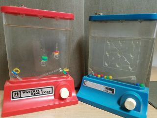 Set Of 2 Old Vintage 1976 Tomy Wonderful Waterful Handheld Water Games