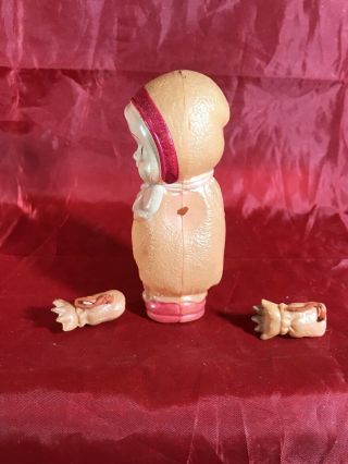 Vintage Miniature Pink Celluloid Snow Baby Strung Jointed Kewpie Doll Japan 3