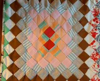 Vintage Handmade Patchwork Multi - Color Quilt - 88 