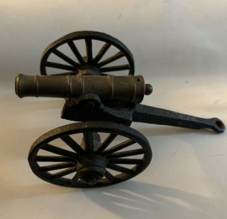 Vintage Heavy Cast Iron Brass Civil War Miniature Toy Cannon U.  S.  A.