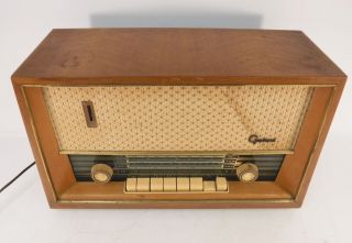 Vintage Galaxi German Mid Century Modern Am/fm Sw Radio Eye Tube Wooden Cabinet