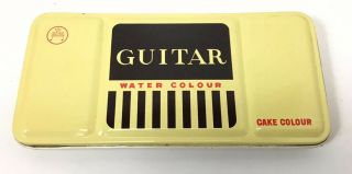 Vintage Guitar Water Colors Paint set 12 Cakes Tin box Cake Colour Japan 2 3