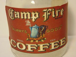 Vintage 1930s CAMPFIRE COFFEE GRAPHIC ONE POUND COFFEE JAR W.  L.  ALLEN ST.  LOUIS 3