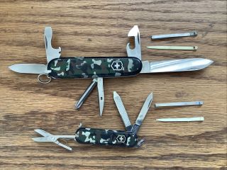 2 - Victorinox Swiss Army Knife Knives 91mm Tinker & Sd Classic 58mm Camo Scales