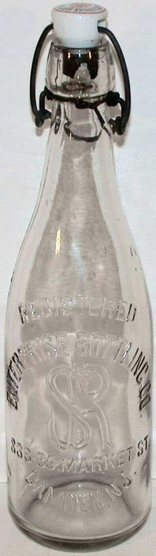 Vintage Beer Bottle Enterprise Bottling Camden Nj Blob Top With Ceramic Stopper