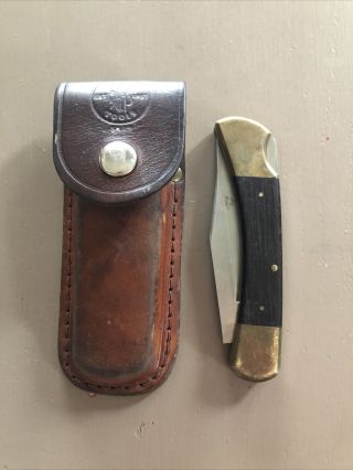 Klein Tools (44137) Folding Pocket Knife With Lock Blade & Leather Sheath