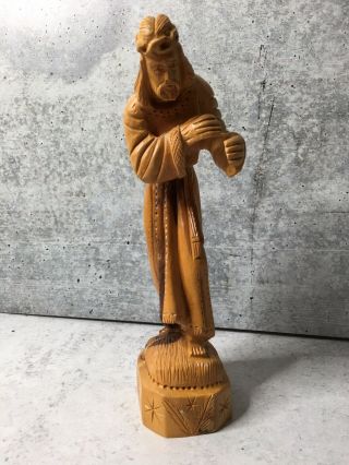 Jesus Olive Wood Hand Carved Statue 9” Tall Vintage Religious Faith