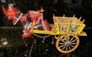 Vintage Horse Drawn Buggy Wagon Made In Italy Colorful Show Horse Dulciora Candy
