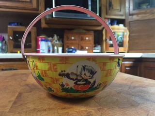 Vintage J Chien Tin Litho Easter Basket