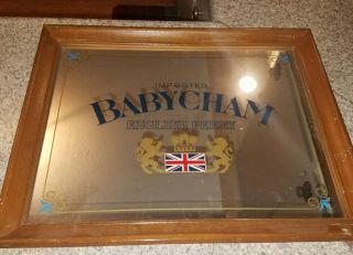 Vintage Babycham Imported English Perry Mirrored Sign 1984 Heublein Inc.