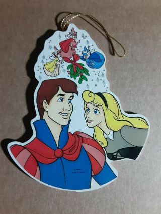 Disney Sleeping Beauty & Prince Phillip 2 Sided Wooden Christmas Ornament 2
