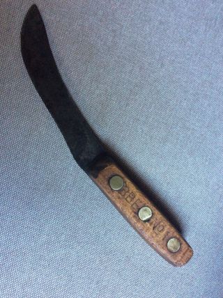 Vintage Skinning Butcher Knife 5.  5” Carbon Blade 4.  5” Wood Handle No.  1