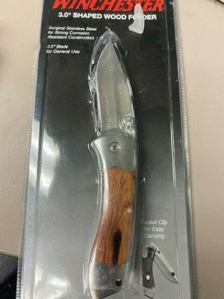 Winchester Folding Knife,  3 - Inch,  Wood Handle,  Fine Edge [31 - 000306]