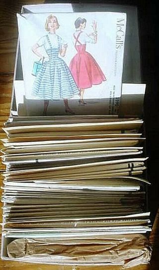 Large Box Of Vintage Lady`s Dress Patterns