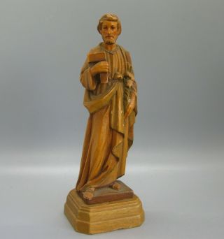 Vtg Anri Italian Hand Carved Wood Saint St.  Joseph Icon 6.  75 " Figurine Italy