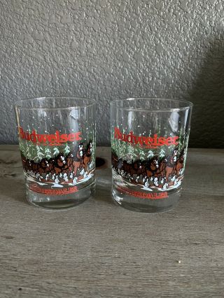 Budweiser Clydesdales King Of Beers Set Of 2 Cups 1989 Anheuser - Bush,  Inc