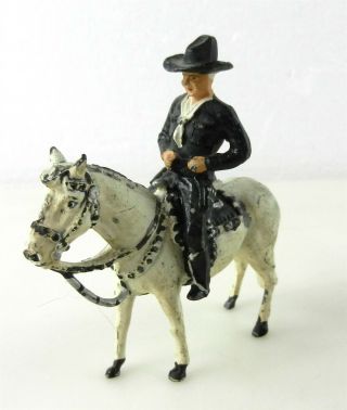 Timpo Cast Metal Hoppalong Cassidy W/ Horse Topper Paint England S36