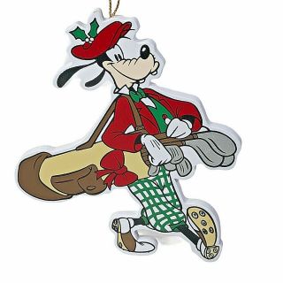 The Walt Disney Co.  Goofy Christmas Ornament Wooden Walking Golfing Holiday Dog