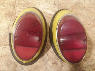 Complete Vw Bug Tail Light Housings 62 - 67 - In Very Good Vintage
